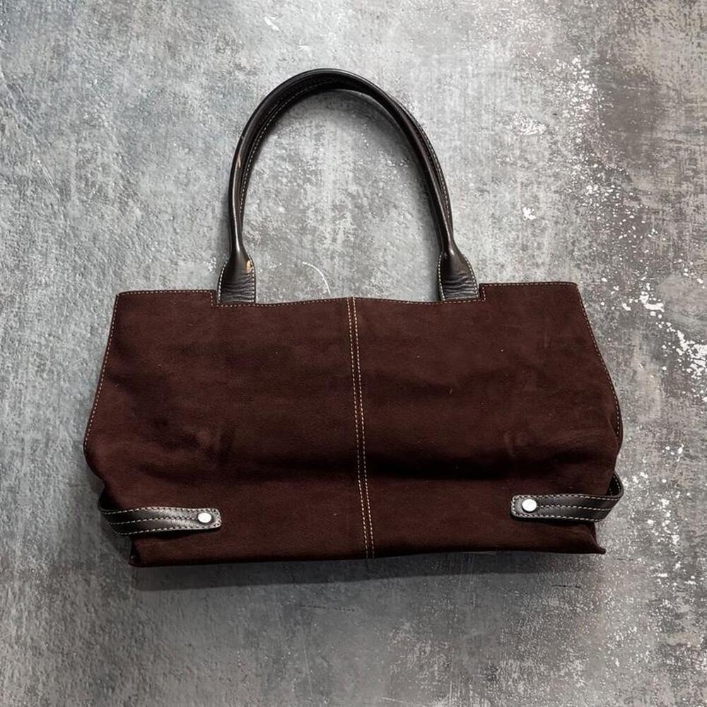 Y2K Brown Suede Leather Tote Bag Hamaro. Boho
